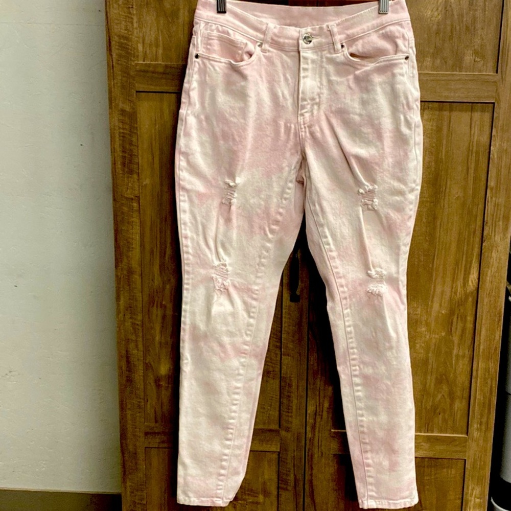 Venus Ripped Tie Dye Skinny Jeans size 8 light pink